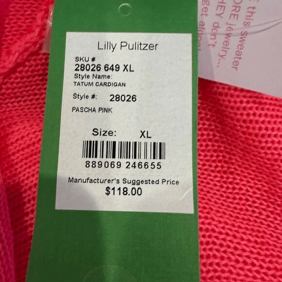 NWT Lilly Pulitzer Tatum Cardigan Sweater Pascha Pink Fringe Hem Size XL - Picture 7 of 11